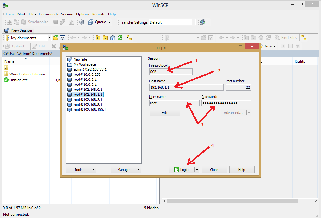 Winscp Openwrt connect